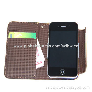 Business style fold folio real leather case for iPhone 5, available in any color